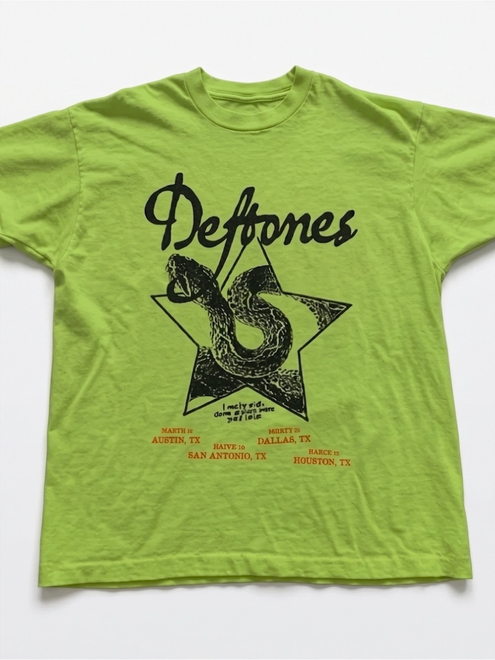 Gildan Lime Green Deftones Snake Star Graphic Tee